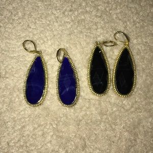 Navy blue and black dangling earrings